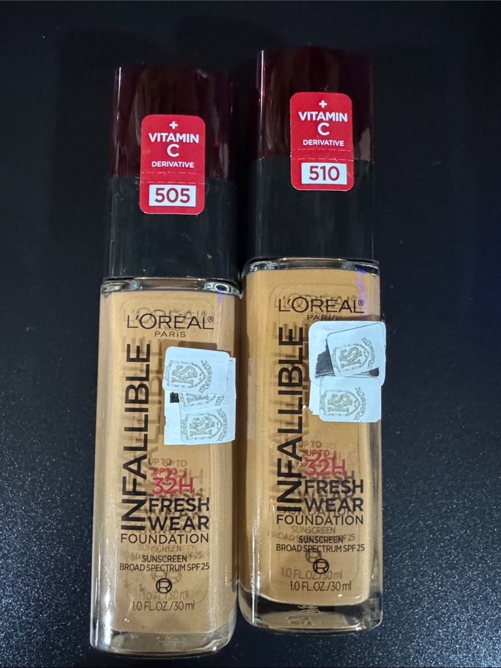 L'Oreal Infallible Fresh Wear Foundation - Shades 505 & 510 Beige